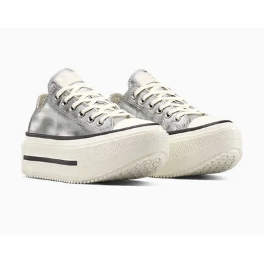 CONVERSE W/9.5 M/7.5 Chuck Taylor All Star Lift Double Stack Platform Metallic